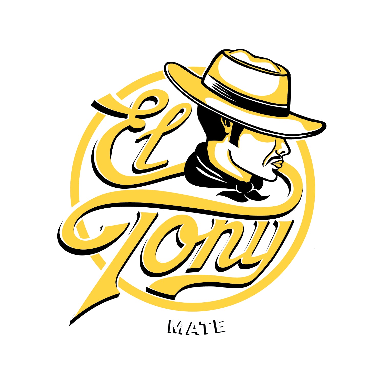 El tony mate logo mit gelber schrift